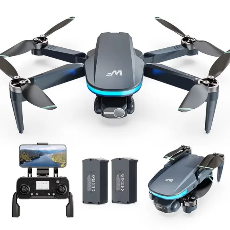 WeFone WF40 GPS Drones with Camera for Adults 4K, Foldable FPV RC Drone for Adults Beginners Under 249g, 2-Axis Gimbal, EIS, Auto Return, Brushless Motor, 2 Batteries for 44-Min Flight Time, Black
