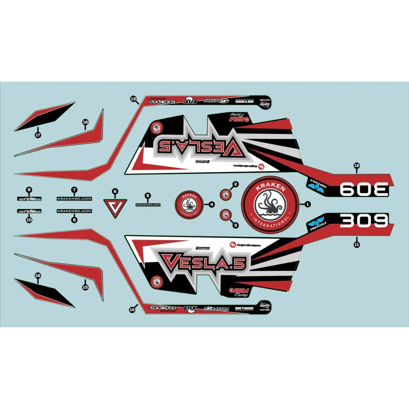 Kraken VESLA.5 Decal – Black/Red [KVS152]