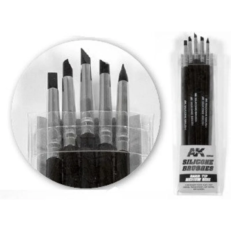 AKI Hard Tip Medium Size Silicone Brushes (5)