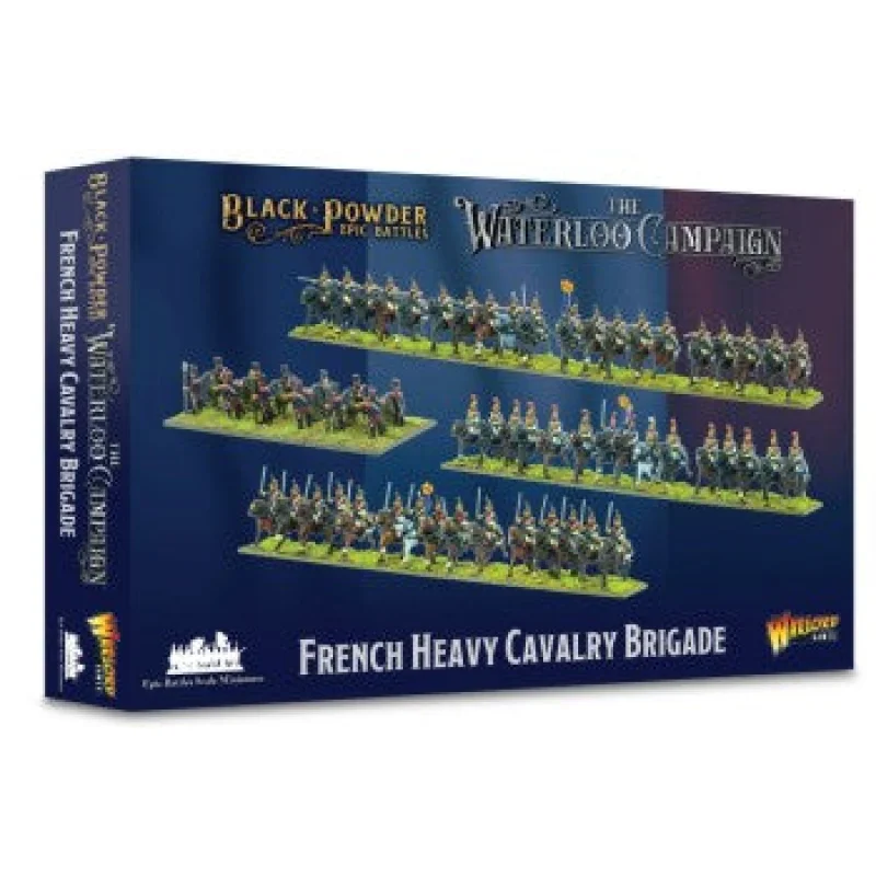 WARLORDS 15mm Black Powder Epic Battles: Waterloo French Heavy Cavalry Brigade (55 mtd, 3 guns w/12 figs)