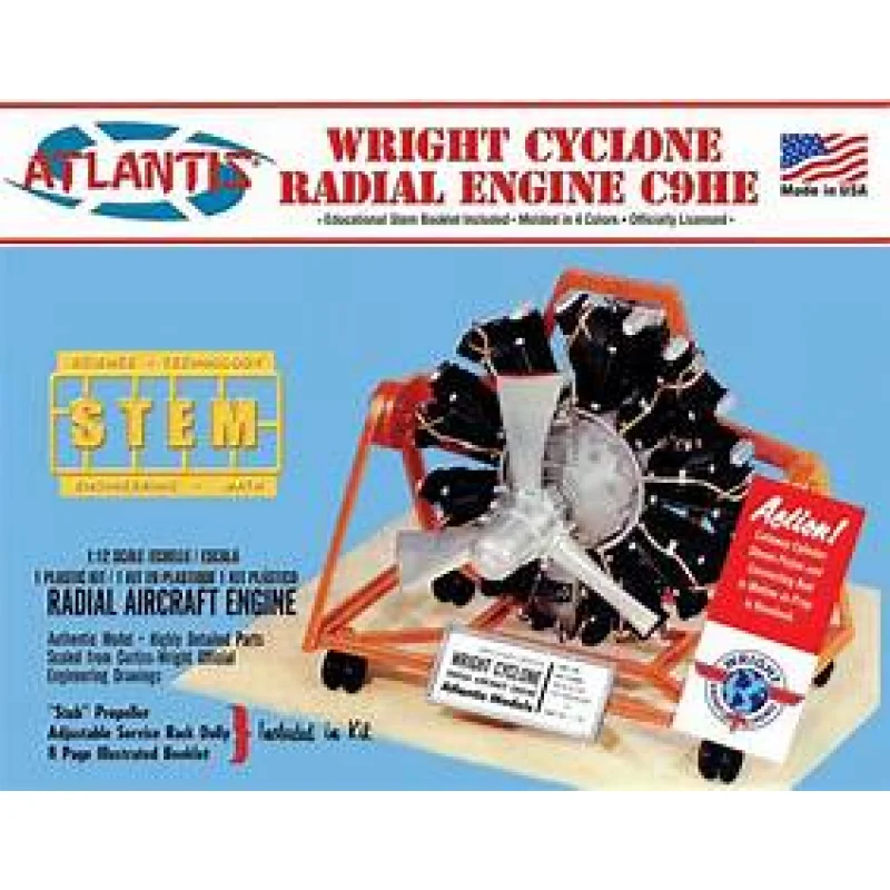 1/12 Wright Cyclone 9 Radial Engine STEM Plastic Model Kit