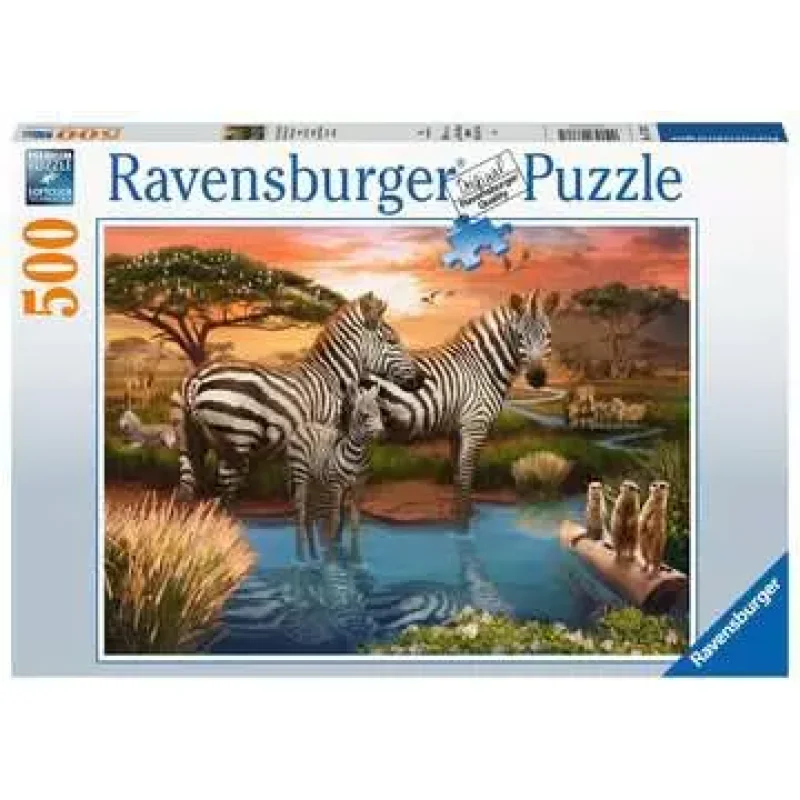 Zebras at the Waterhole 500 pc Puzzle