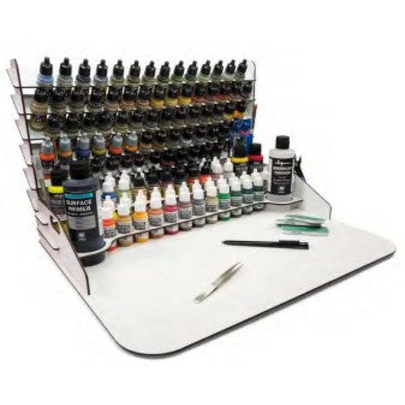 VALLEJO Module Paint Display Stand w/Vertical Storage & Large Workstation (Holds 118 bottles & brushes)