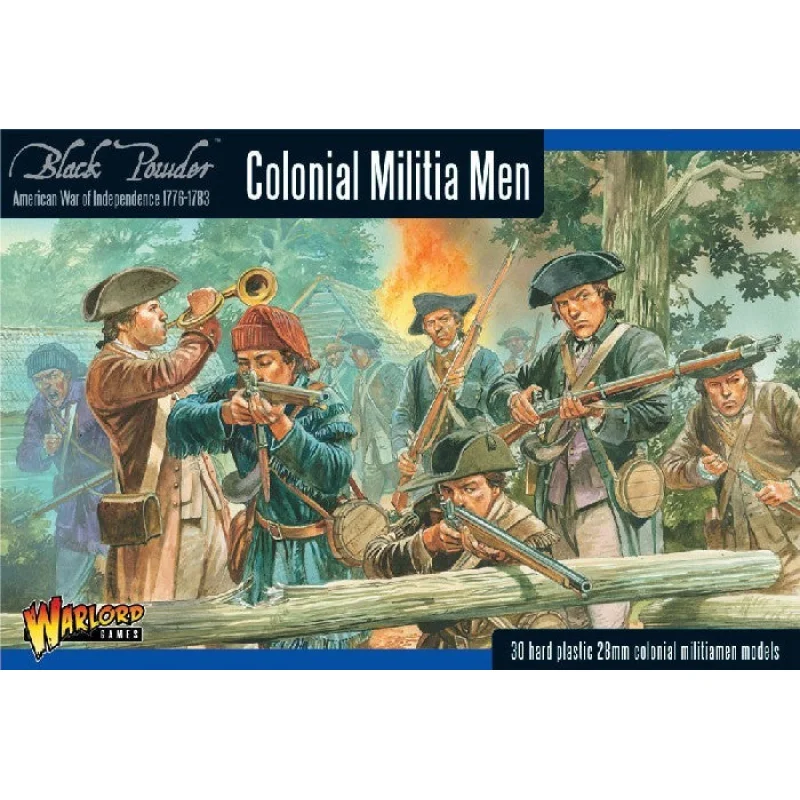 WARLORDS 28mm Black Powder: Colonial Militia Men 1776-1783 (30)