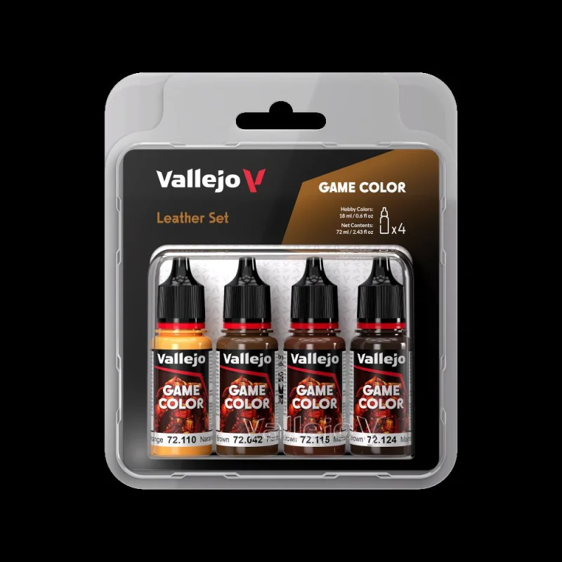 VALLEJO18ml Bottle Leather (Base, Shadow, Light) Game Color Paint Set (4 Colors)