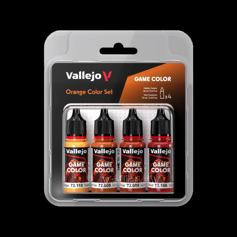 VALLEJO18ml Bottle Orange (Base, Shadow, Light) Game Color Paint Set (4 Colors)
