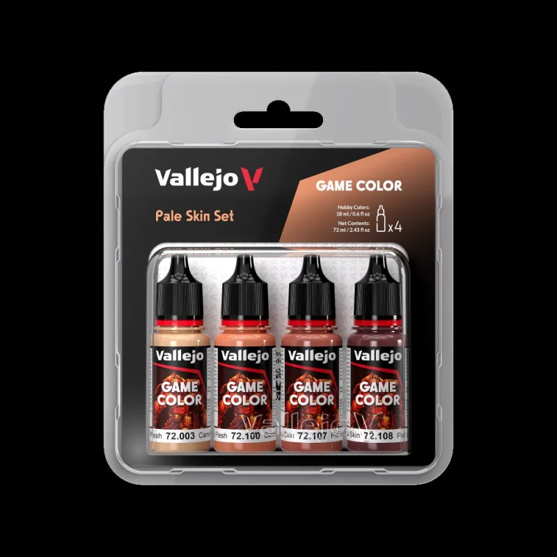 VALLEJO18ml Bottle Pale Skin (Base, Shadow, Light) Game Color Paint Set (4 Colors)