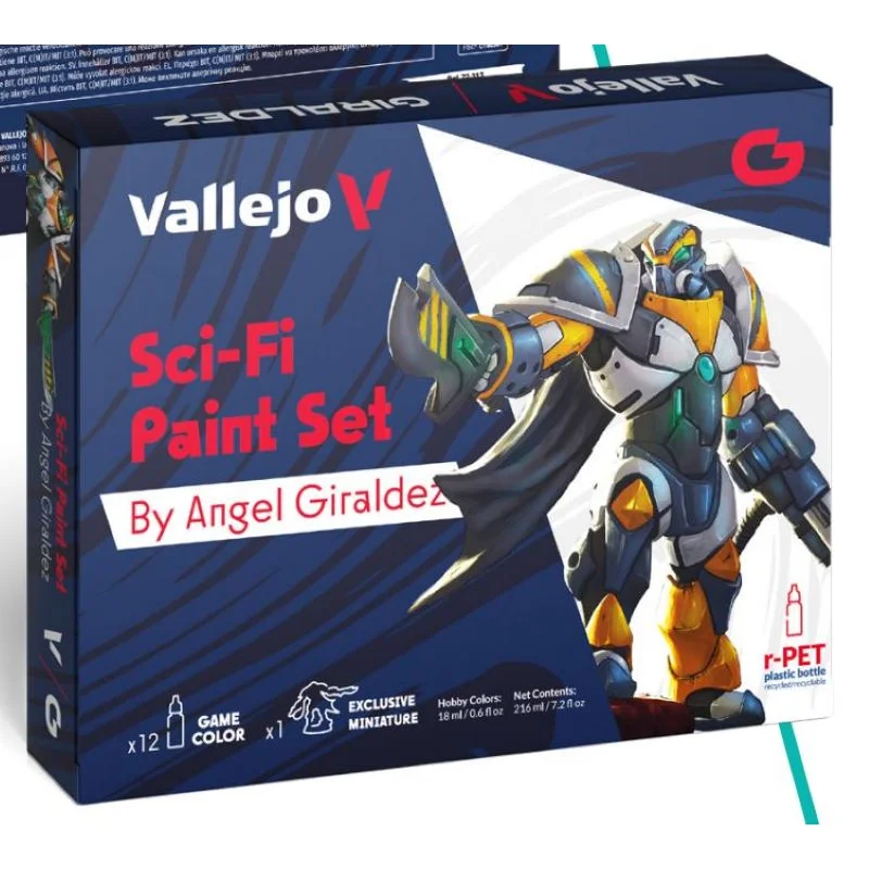 VALLEJO18ml Bottle Sci-Fi Game Color Paint Set (12 Colors) w/Figure