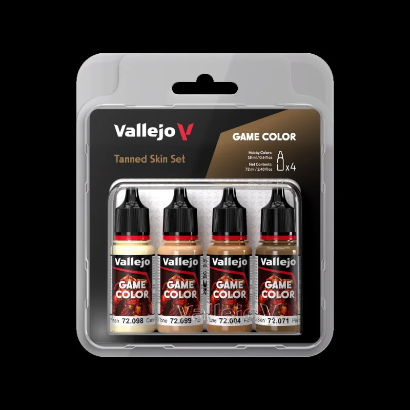 VALLEJO18ml Bottle Tanned Skin (Base, Shadow, Light) Game Color Paint Set (4 Colors)