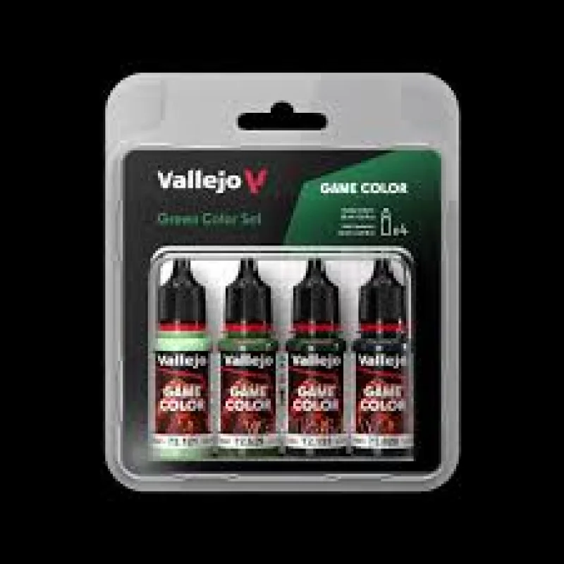 VALLEJO18ml Bottle Green (Base, Shadow, Light) Game Color Paint Set (4 Colors)